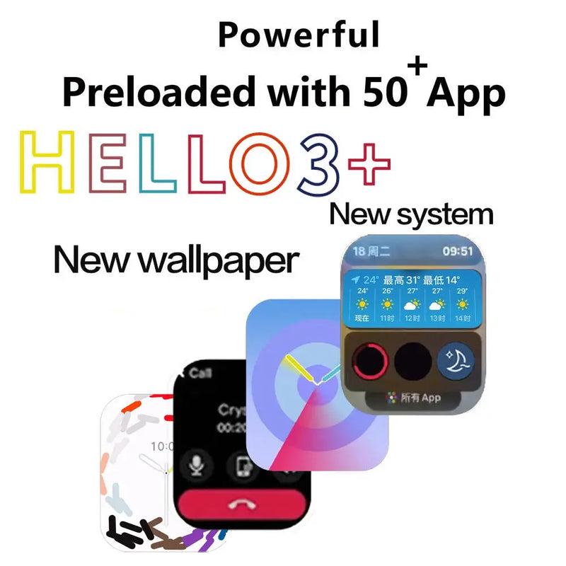 Hello Watch 3 Smart Watch49mm AOMLED Screen Watches NFC GPS Tracker Heart Rate Sports Watch Compass hellowatch3 hello3plus