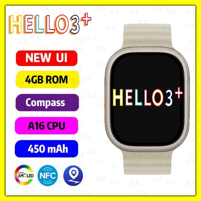 Hello Watch 3 Smart Watch49mm AOMLED Screen Watches NFC GPS Tracker Heart Rate Sports Watch Compass hellowatch3 hello3plus